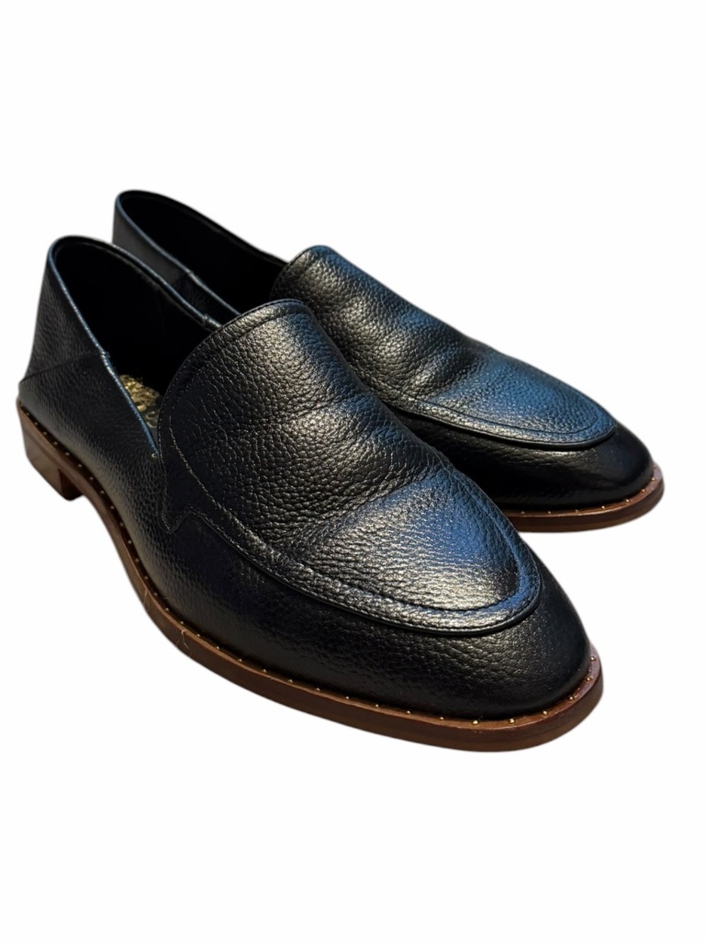 Vince Camuto Women’s Cretinian Black Pebbled Leather Slip-On Loafers Size 7